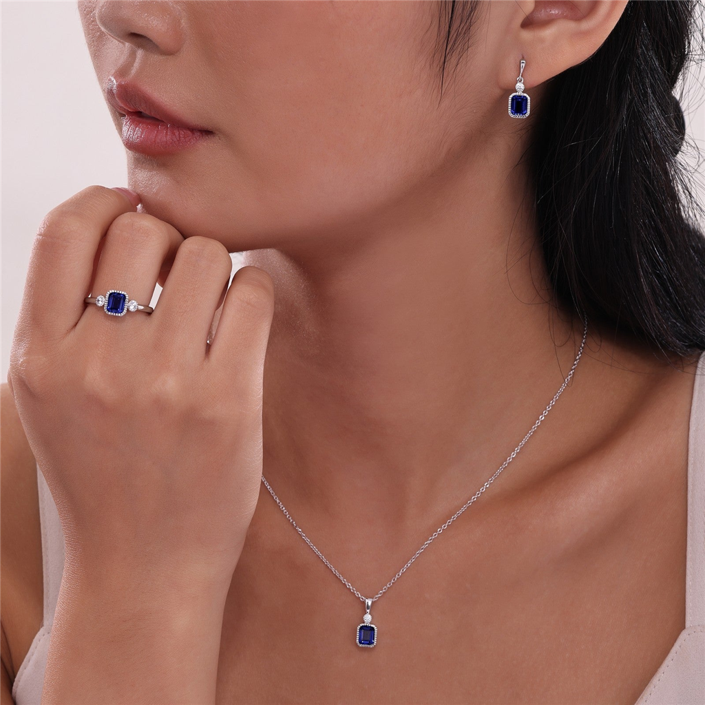 Lafonn 1.82 CTW Simulated Diamond and Sapphire September Birthstone Dangle Earrings