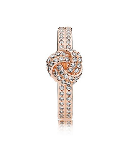 Pandora Timeless Rose Gold Shimmering Knot Ring Size 7.5
