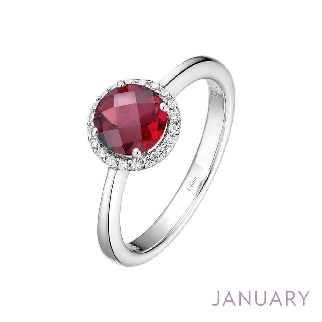 Lafonn 1.05 CTW Simulated Daimond And Garnet January Birthstone Ring Size 7