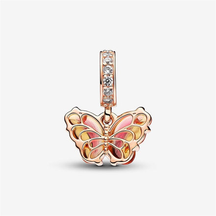 Pandora Moments Pink And Yellow Murano Glass Butterfly Dangle Charm