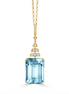 Sky Blue Topaz And Diamond Elongated Cushion Cut Pendant Necklace