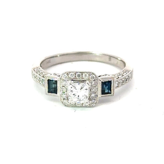 Diamond and Sapphire Engagement Ring