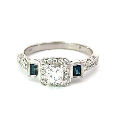 Diamond and Sapphire Engagement Ring