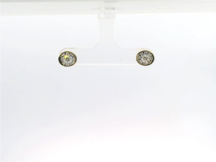 14K Yellow Gold Oval Diamond Cluster Bezel Stud Earrings