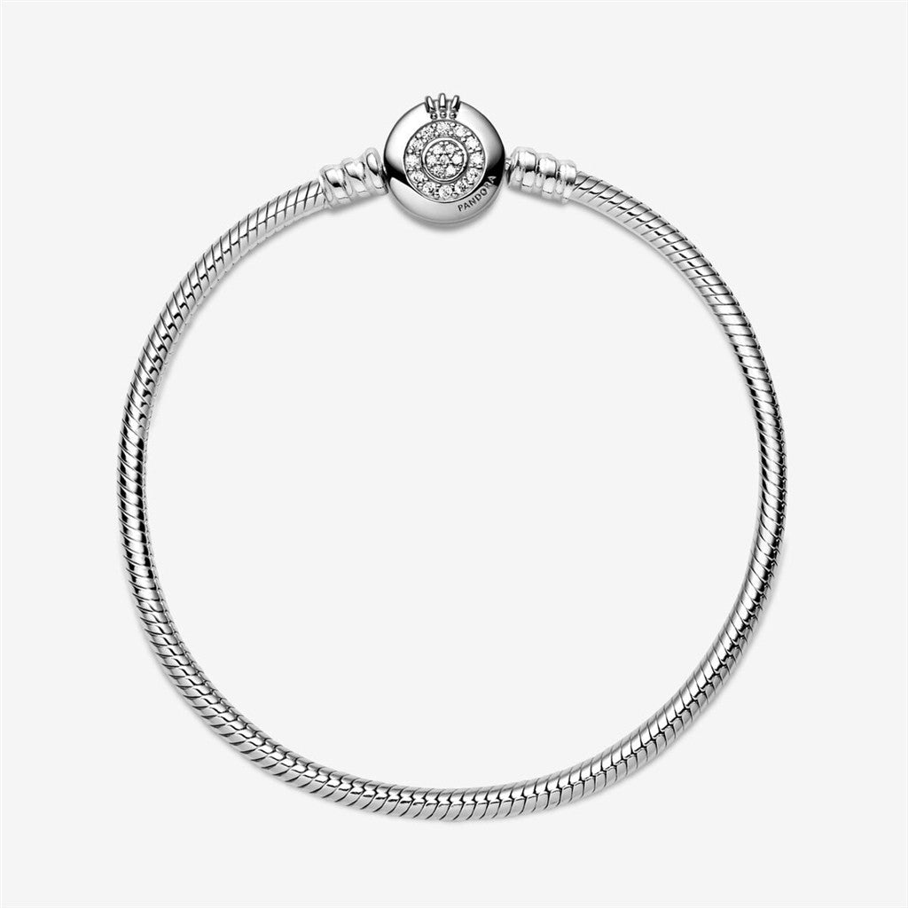 Pandora Moments Sparkling Crown O Snake Chain Bracelet Size 17