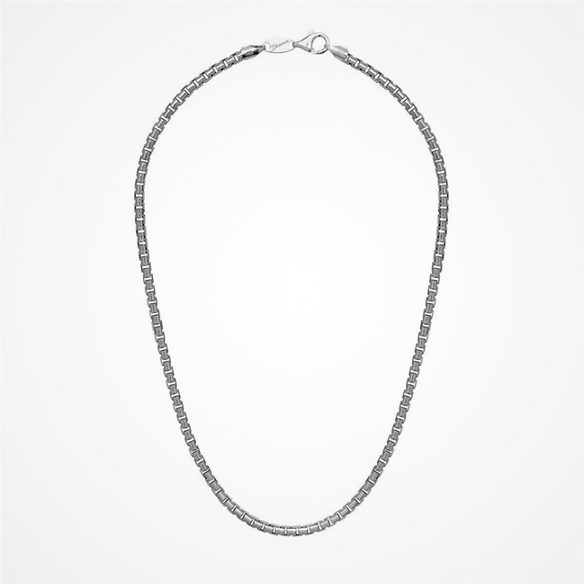 Desmos Men's Rhodium Plated Venetian Box Chain 22"