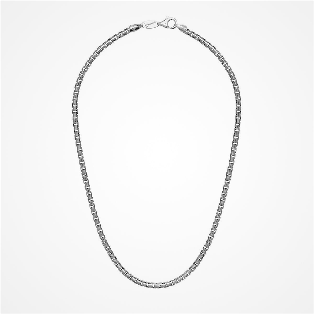 Desmos Men's Rhodium Plated Venetian Box Chain 22
