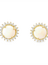 14K Yellow Gold, Diamond And Opal Round Stud Earrings