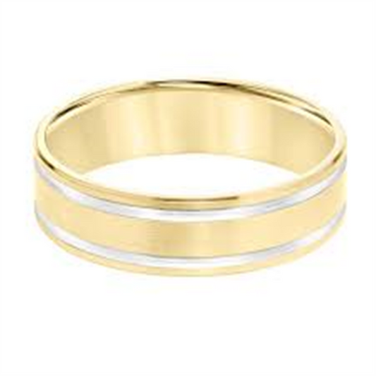 Men's Goldman 6Mm 14Kyg Flat Flat Edge Carved Wedding Band Size 10