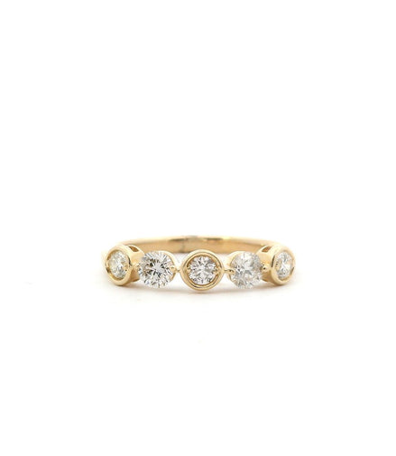 14K Yellow Gold Diamond Alternating Bezel Fashion Ring