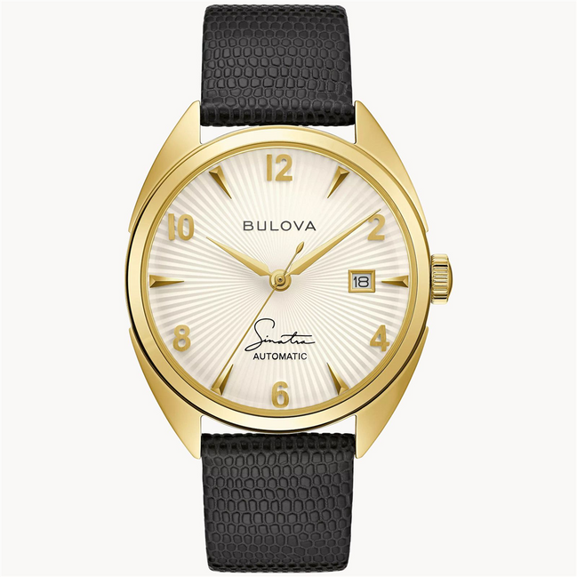 Bulova Men's Frank Sintra "Fly Me To The Moon" Black Leather Strap Watch
