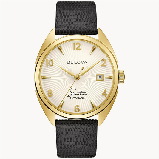 Bulova Men's Frank Sintra "Fly Me To The Moon" Black Leather Strap Watch