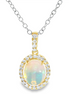 14K Gold Two-Tone Opal and Diamond Pendant Necklace
