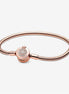 Pandora Signatures Rose Sparkling Crown O Snake Chain Bracelet Size 17