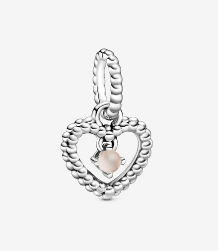 Pandora Moments June Misty Rose Beaded Heart Dangle Charm