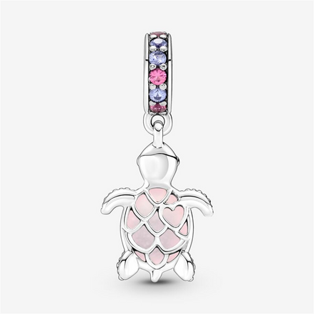 Pandora Moments Murano Glass Pink Sea Turtle Dangle Charm