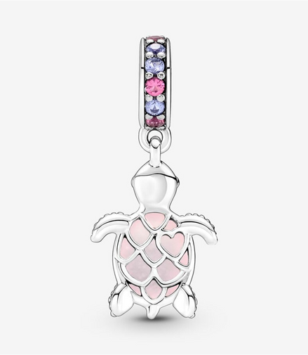 Pandora Moments Murano Glass Pink Sea Turtle Dangle Charm
