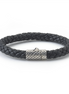 Samuel B Men's Sterling Silver Tali Black Leather Bracelet