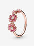Pandora Moments Pink Daisy Flower Trio Ring Size 6