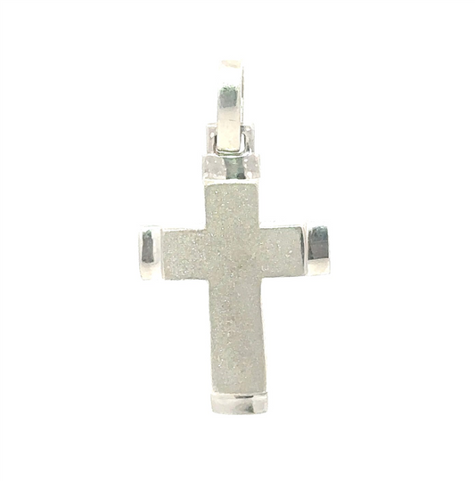 14K White Gold Sand Blast Cross Charm