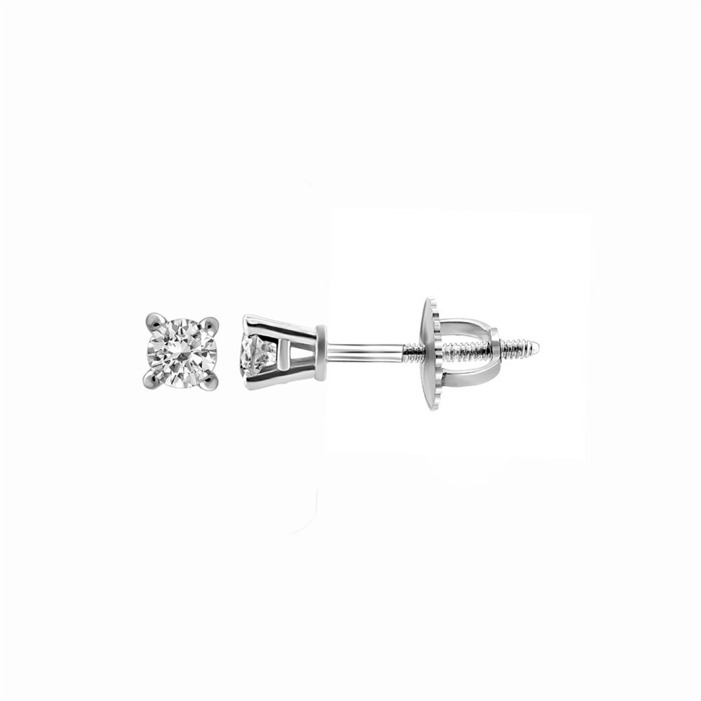 14K White Gold And 1.08 CT Diamond Stud Earrings