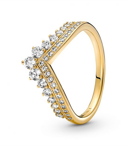 Pandora Timeless Gold Plated Wish Tiara Ring Size 8.5