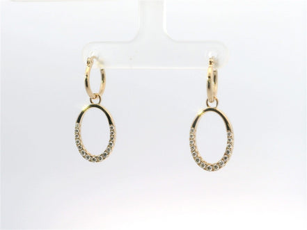 14K Yellow Gold And 0.53 CTW Diamond Oval Shaped Drop Dangle Earrings