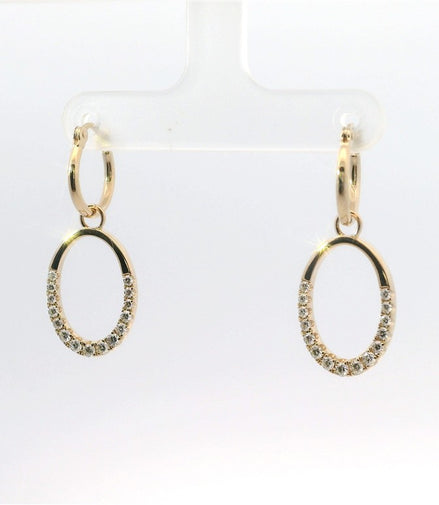 14K Yellow Gold And 0.53 CTW Diamond Oval Shaped Drop Dangle Earrings