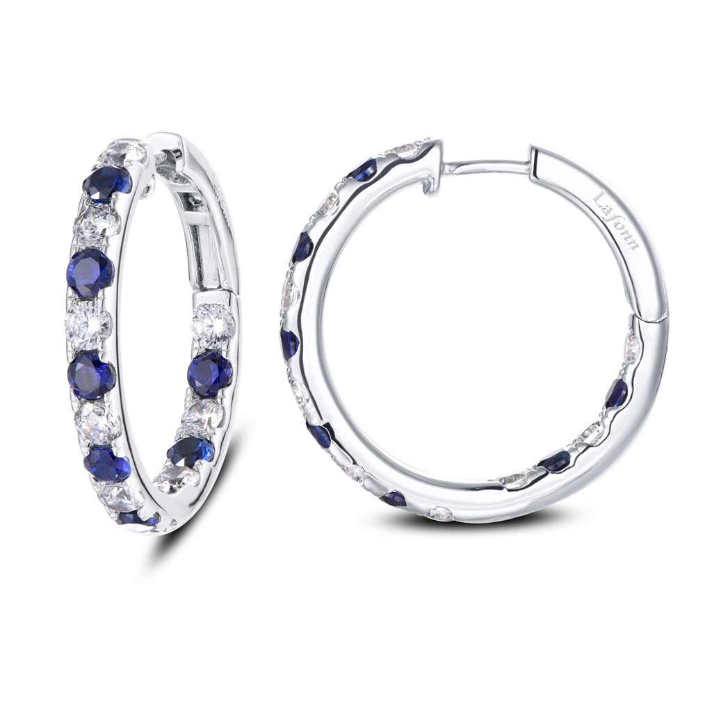 Lafonn 3.52 CTW Simulated Diamond and Sapphire Inside Out Hoop Earrings