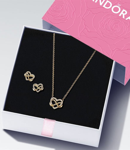 Pandora Timeless Sparkling Infinity Heart Jewelry Gift Set