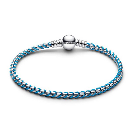Pandora Moments Blue Cord Snake Chain Bracelet Size 20