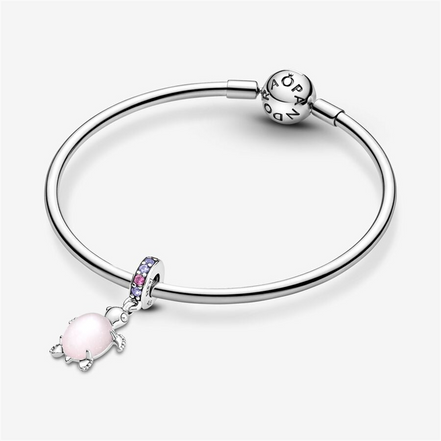 Pandora Moments Murano Glass Pink Sea Turtle Dangle Charm
