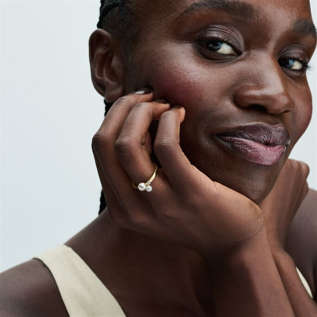 Pandora Duo Treated Freshwater Cultured Pearls Ring Size 7