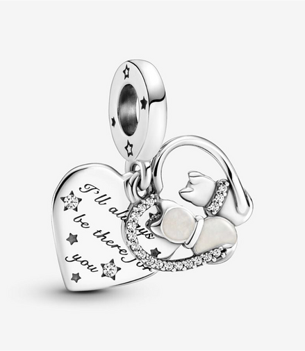 Pandora Moments "I'll Always Be There For You" Cats And Hearts Dangle Charm