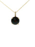 14K Yellow Gold Diamond And Round Garnet Pendant Necklace