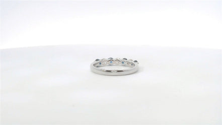14K White Gold Sapphire and 0.78 CTW Diamond Band