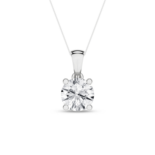 Revelation 14K Gold Classic Round 1.50 CTW Lab Grown Diamond Solitaire Pendant Necklace