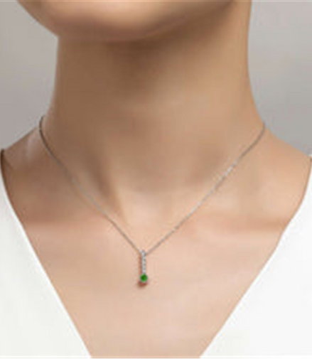 Lafonn 0.32 CTW Simulated Diamond And Simulated Emerald May Birthstone Love Pendant