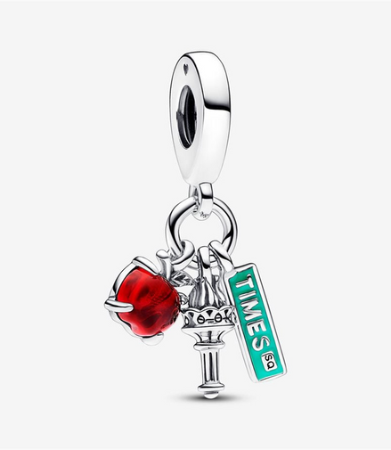 Pandora Moments NYC Apple, Torch And Street Sign Triple Dangle Charm