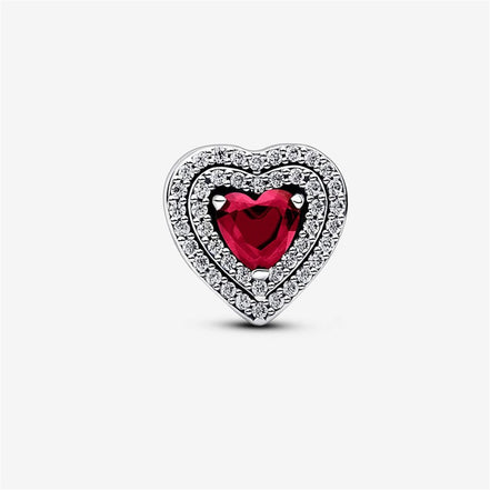 Pandora Timeless  Red Sparkling Levelled Heart Charm