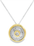 14K Two-Tone Gold And Circlular Diamond Pendant Necklace