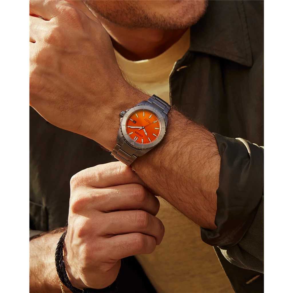 Citizen Eco-Drive Brycen Orange Dial Super Titanium Watch