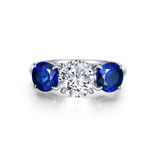 LaFonn 4.10 CTW Simulated Daimond and Fancy Lab-Grown Sapphire Three-Stone Ring