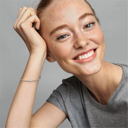 Pandora Sparkling Heart Tennis Bracelet Size 20