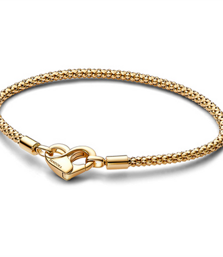 Gold Studded Chain Bracelet with Heart Clasp Size 19