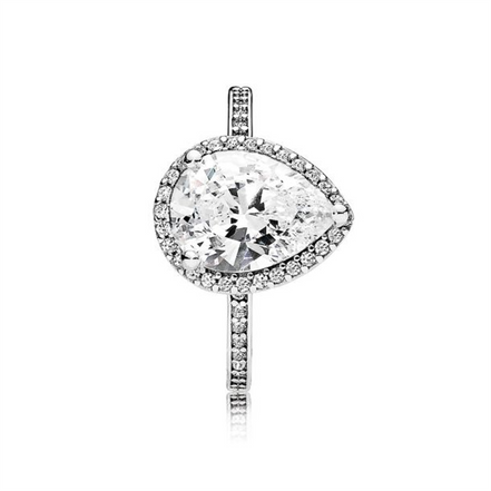 Pandora Timeless Sparkling Teardrop Halo Ring Size 8.5