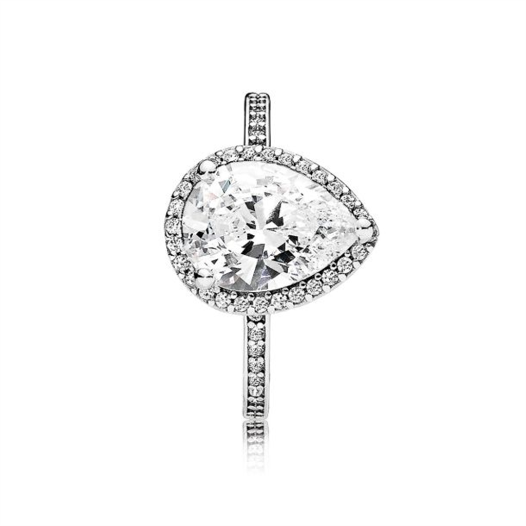 Pandora Timeless Sparkling Teardrop Halo Ring Size 8.5