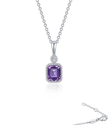 Lafonn 0.91 CTW Simulated Diamond And Simulated Amethyst February Birthstone Necklace