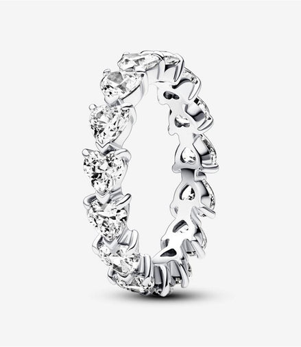 Pandora Timeless Row of Hearts Eternity Ring Size 7.5