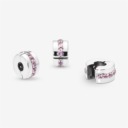 Pandora Moments Pink Sparkling Row Clip Charm